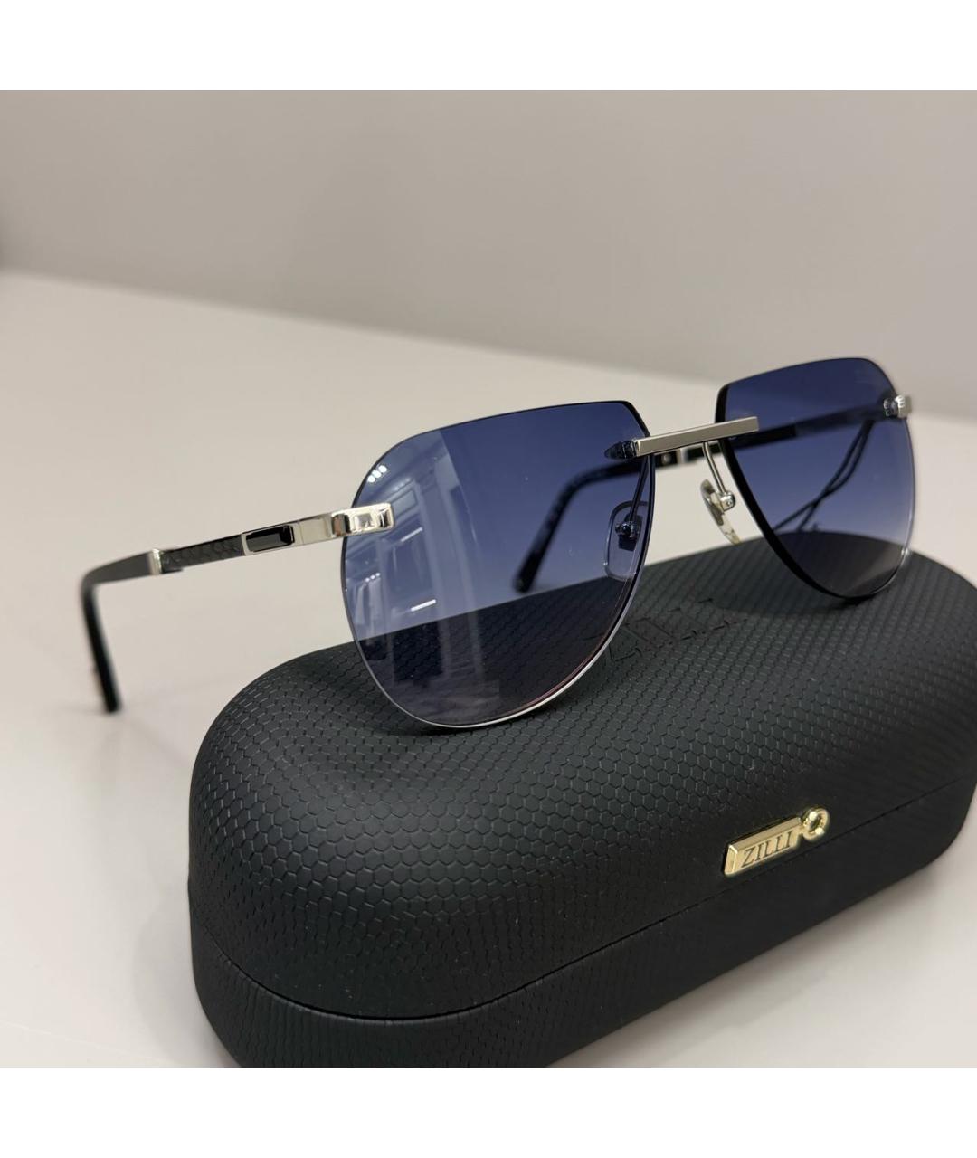 ZILLI Черные металлические солнцезащитные очки, фото 6