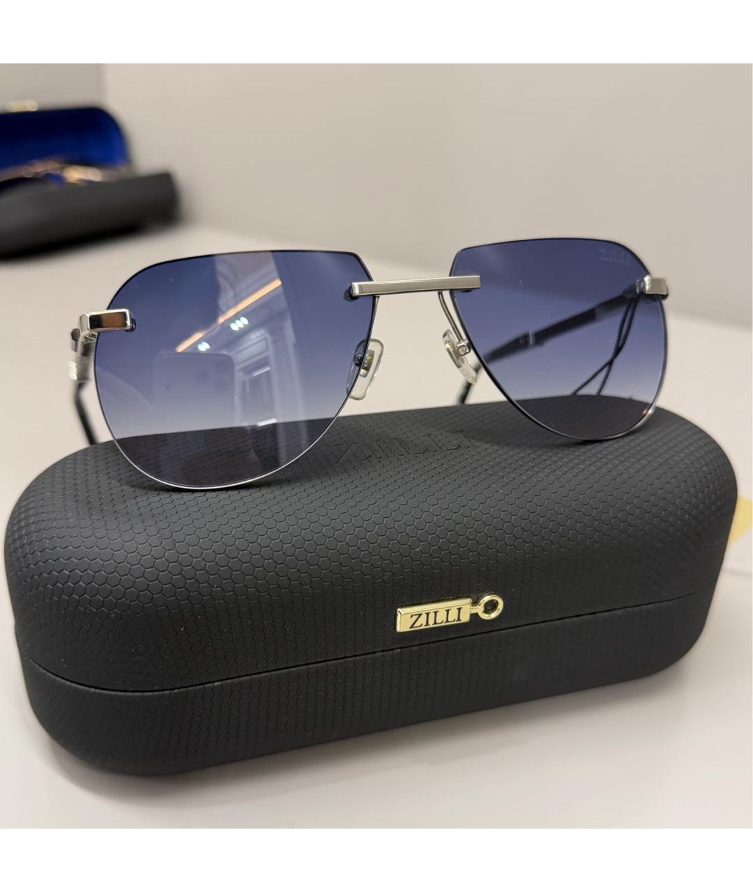 ZILLI Черные металлические солнцезащитные очки, фото 3
