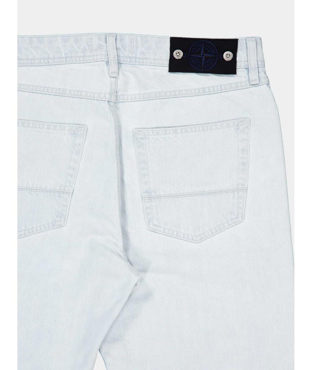STONE ISLAND Голубые хлопковые прямые джинсы, фото 3