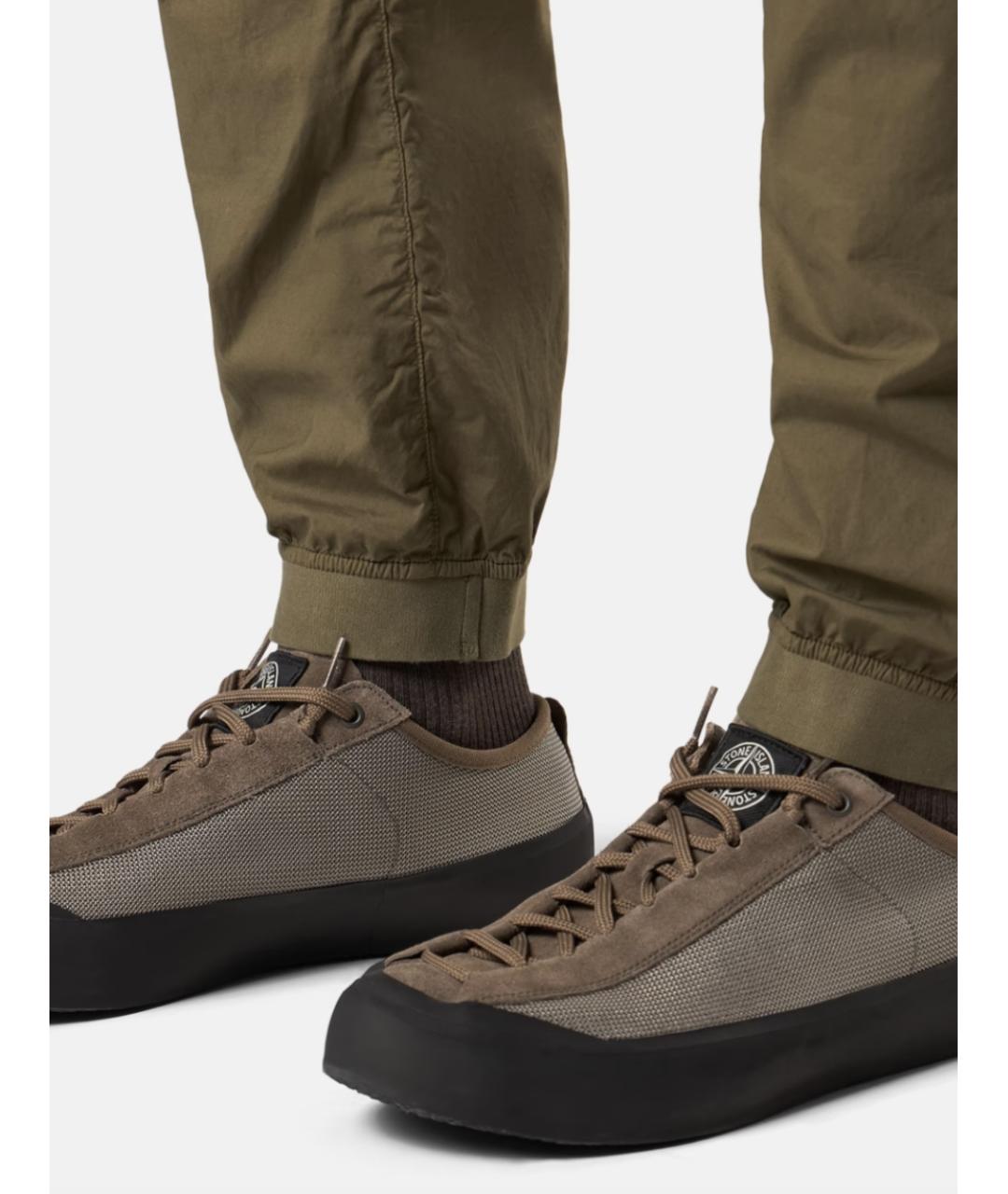 STONE ISLAND Хаки хлопко-эластановые повседневные брюки, фото 5