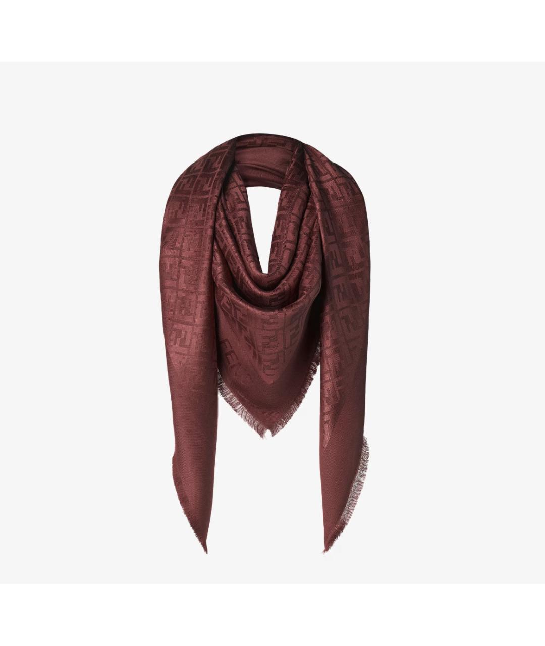FENDI Бордовый шарф, фото 3