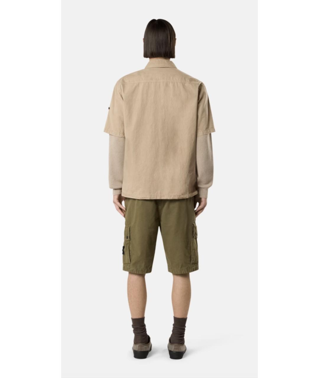 STONE ISLAND Хаки хлопковые шорты, фото 4