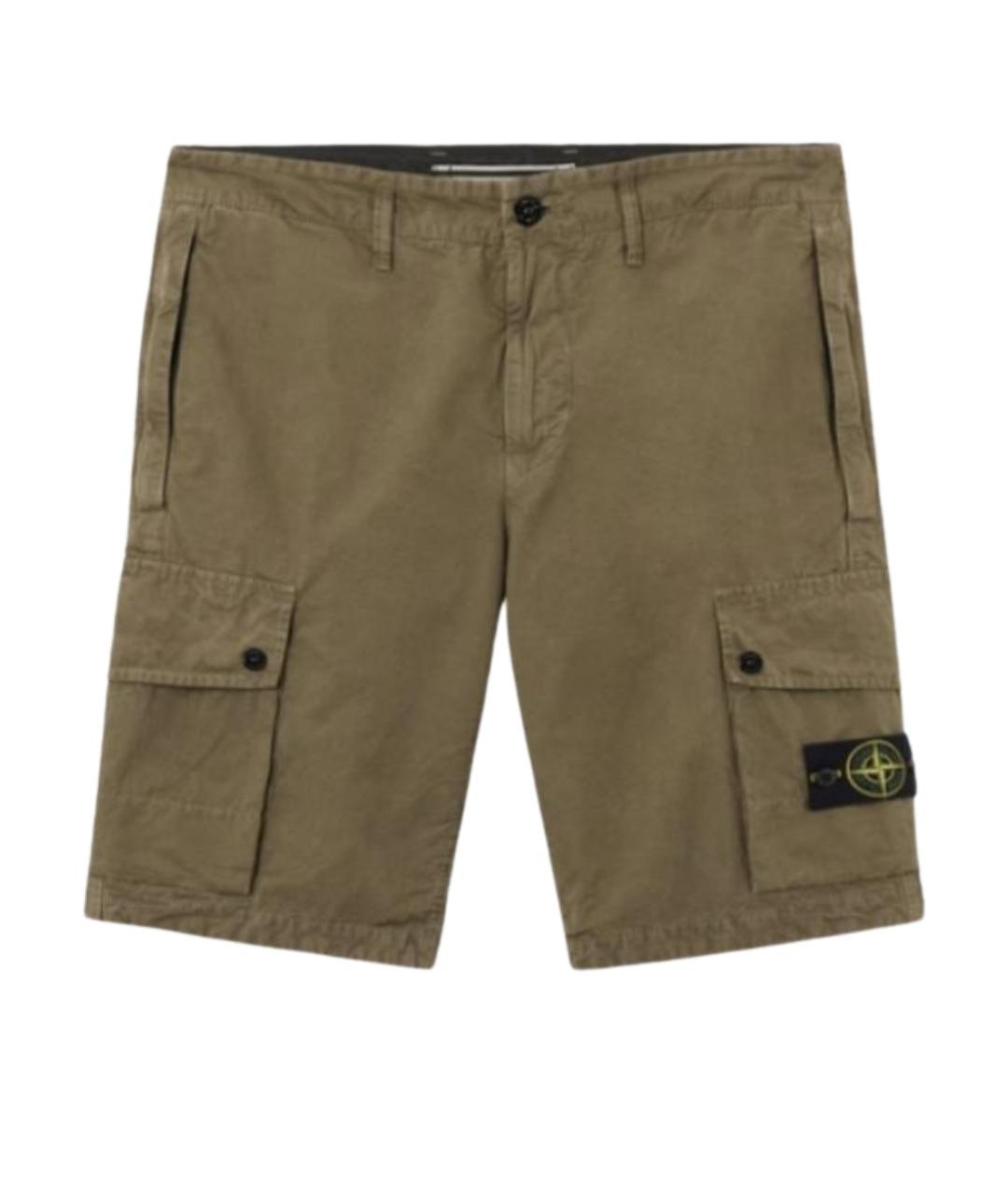 STONE ISLAND Хаки хлопковые шорты, фото 1