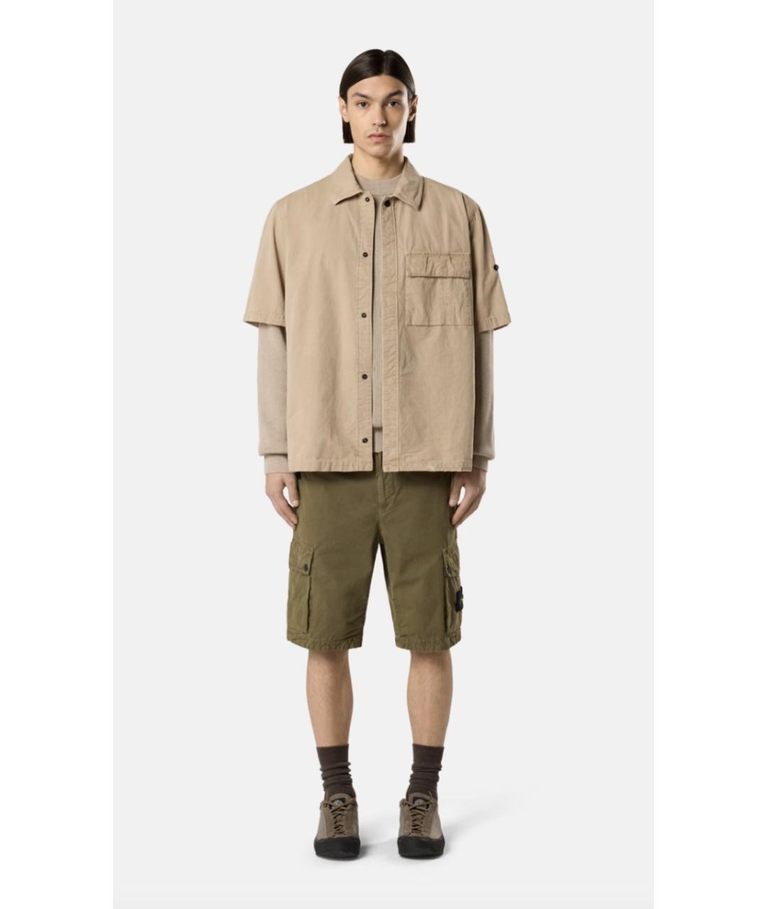 STONE ISLAND Хаки хлопковые шорты, фото 2