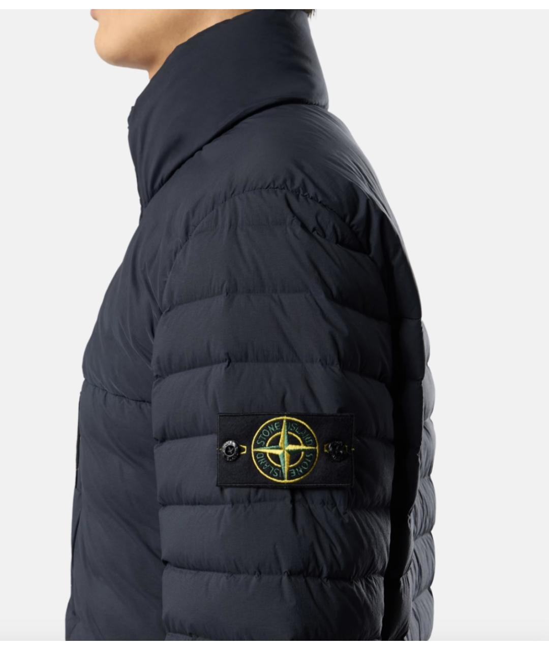 STONE ISLAND Темно-синий полиамидовый пуховик, фото 2