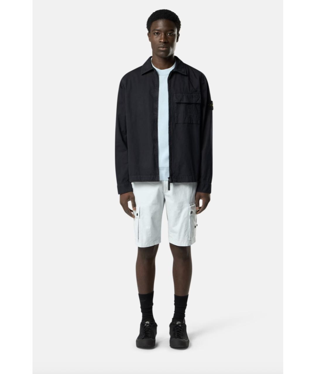 STONE ISLAND Темно-синяя хлопковая куртка, фото 2