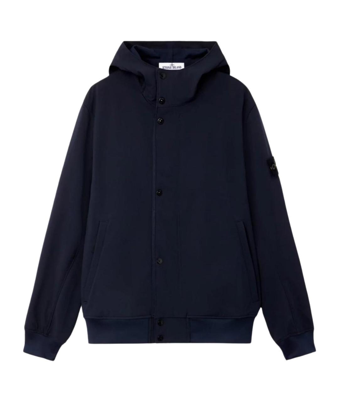 STONE ISLAND Темно-синяя синтетическая куртка, фото 1