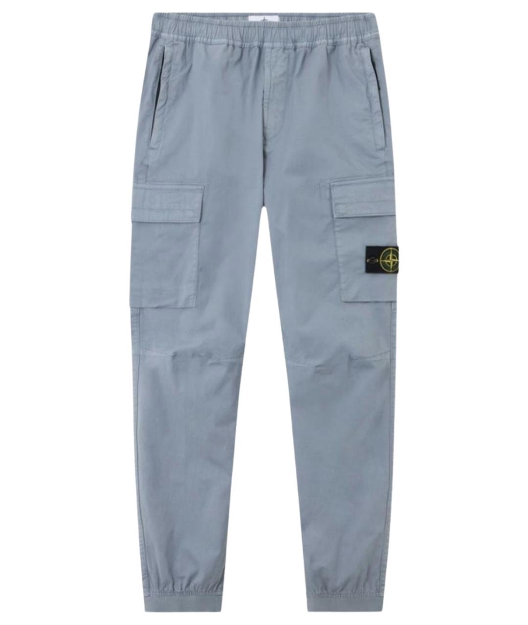 STONE ISLAND Синие хлопко-эластановые повседневные брюки, фото 1