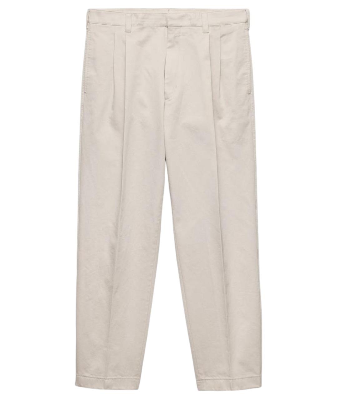 PRADA Бежевые хлопковые повседневные брюки, фото 1