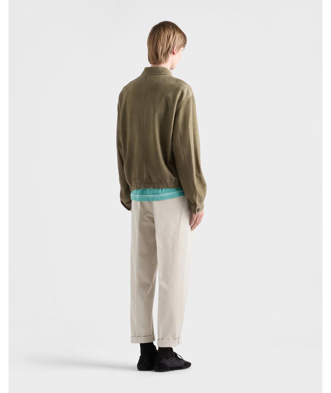 PRADA Бежевые хлопковые повседневные брюки, фото 5