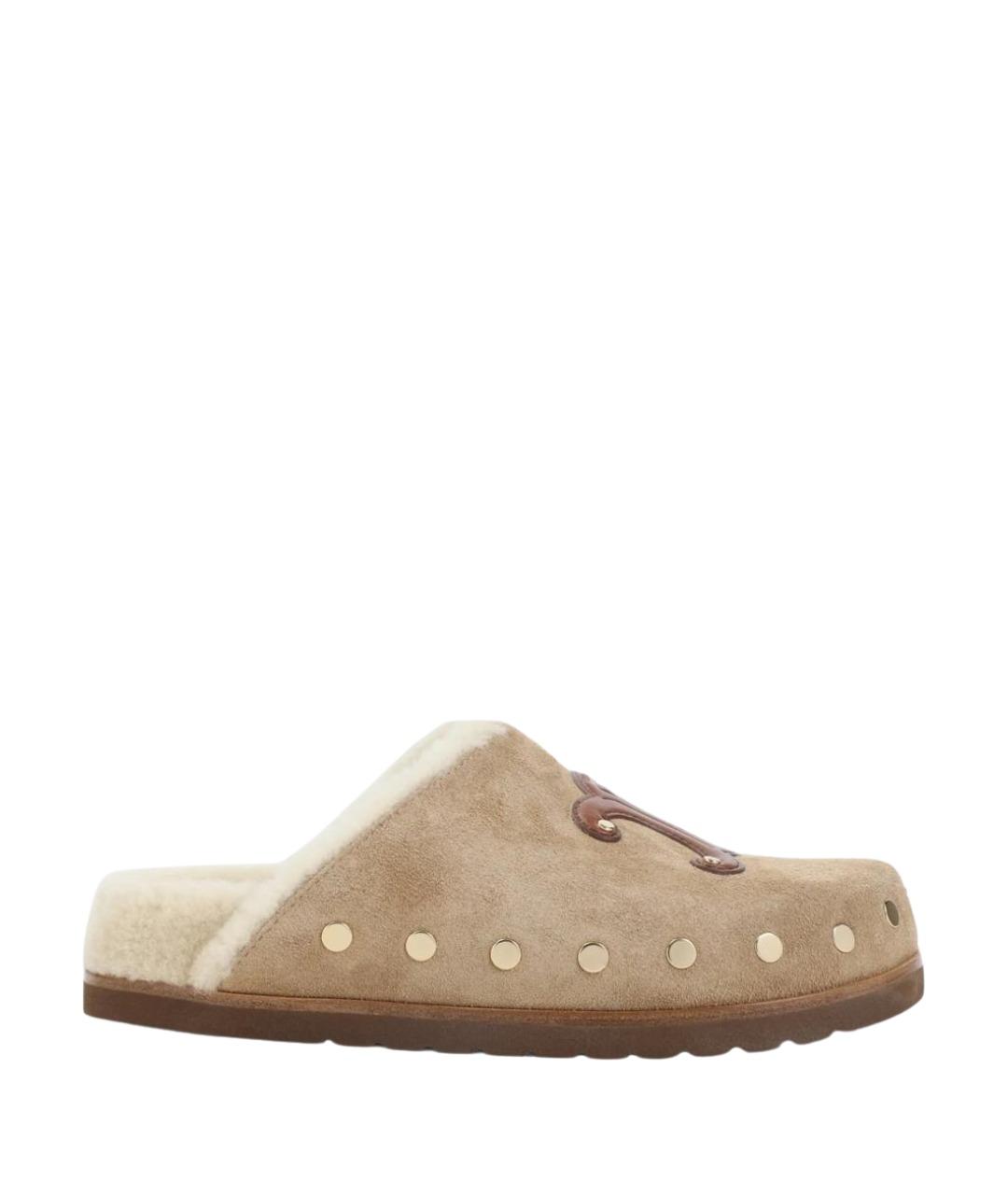 CELINE Бежевые замшевые сабо, фото 1