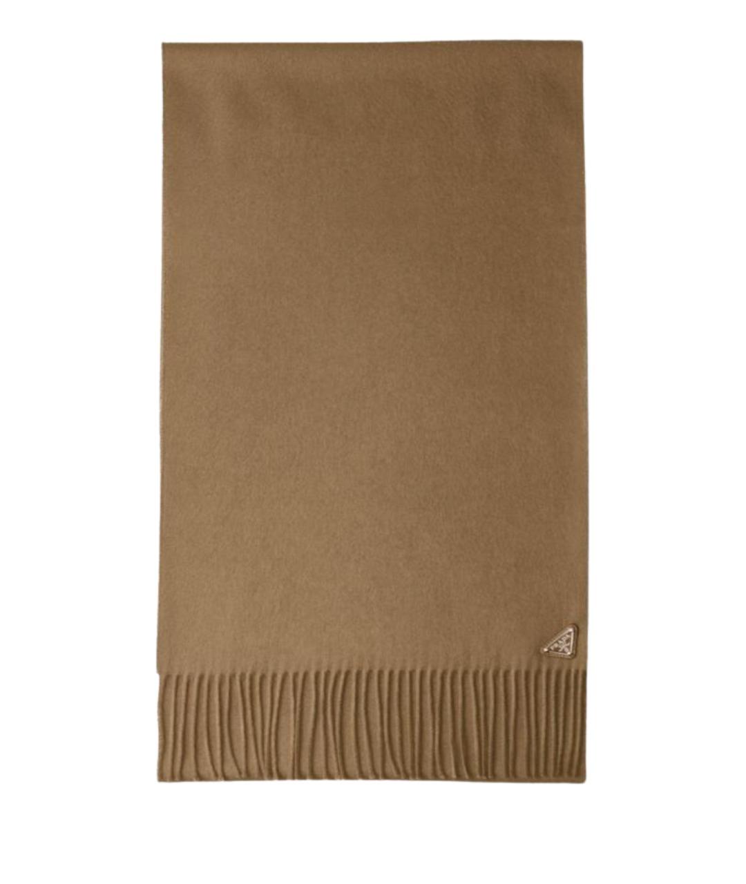 PRADA Коричневый кашемировый шарф, фото 1