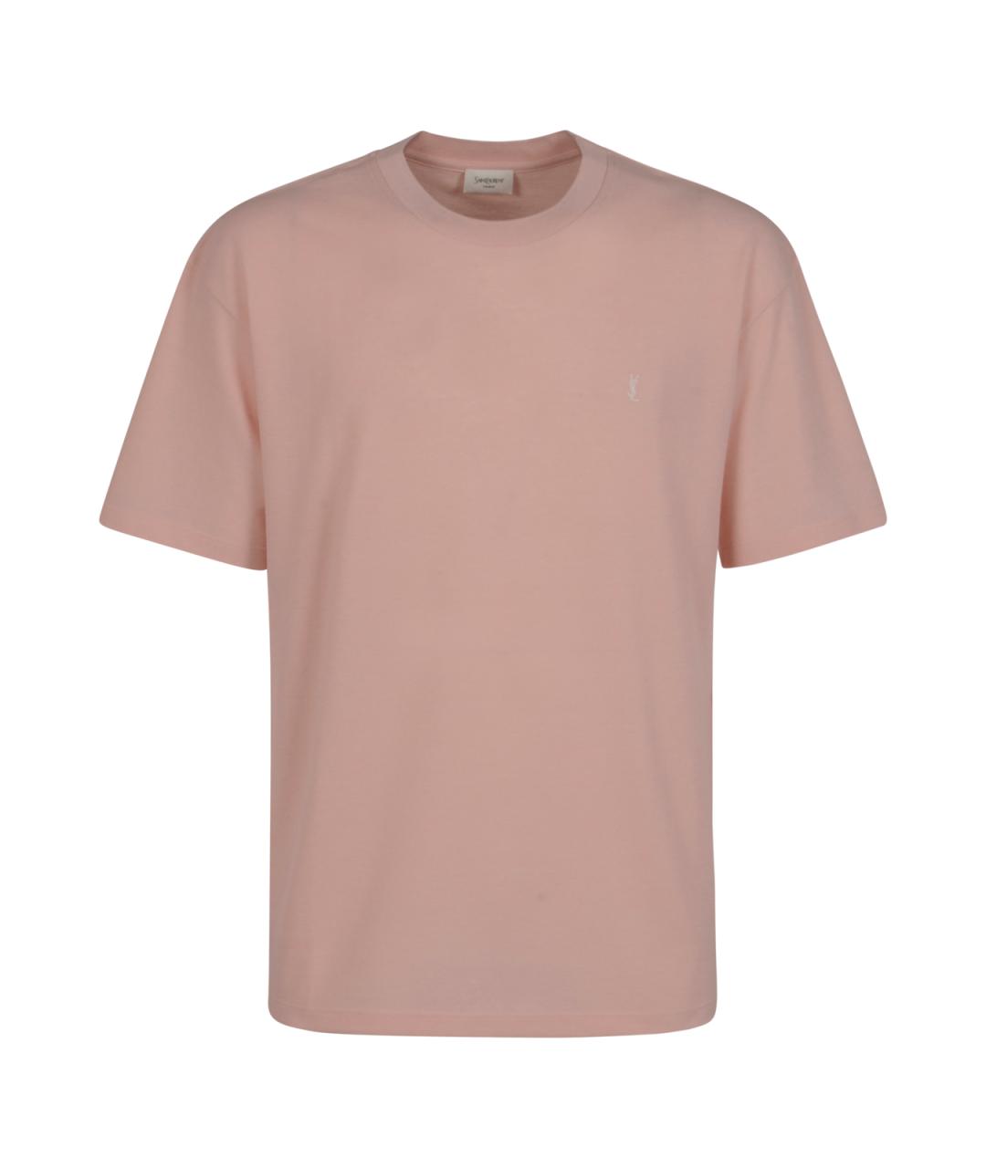 SAINT LAURENT Розовая хлопковая футболка, фото 1