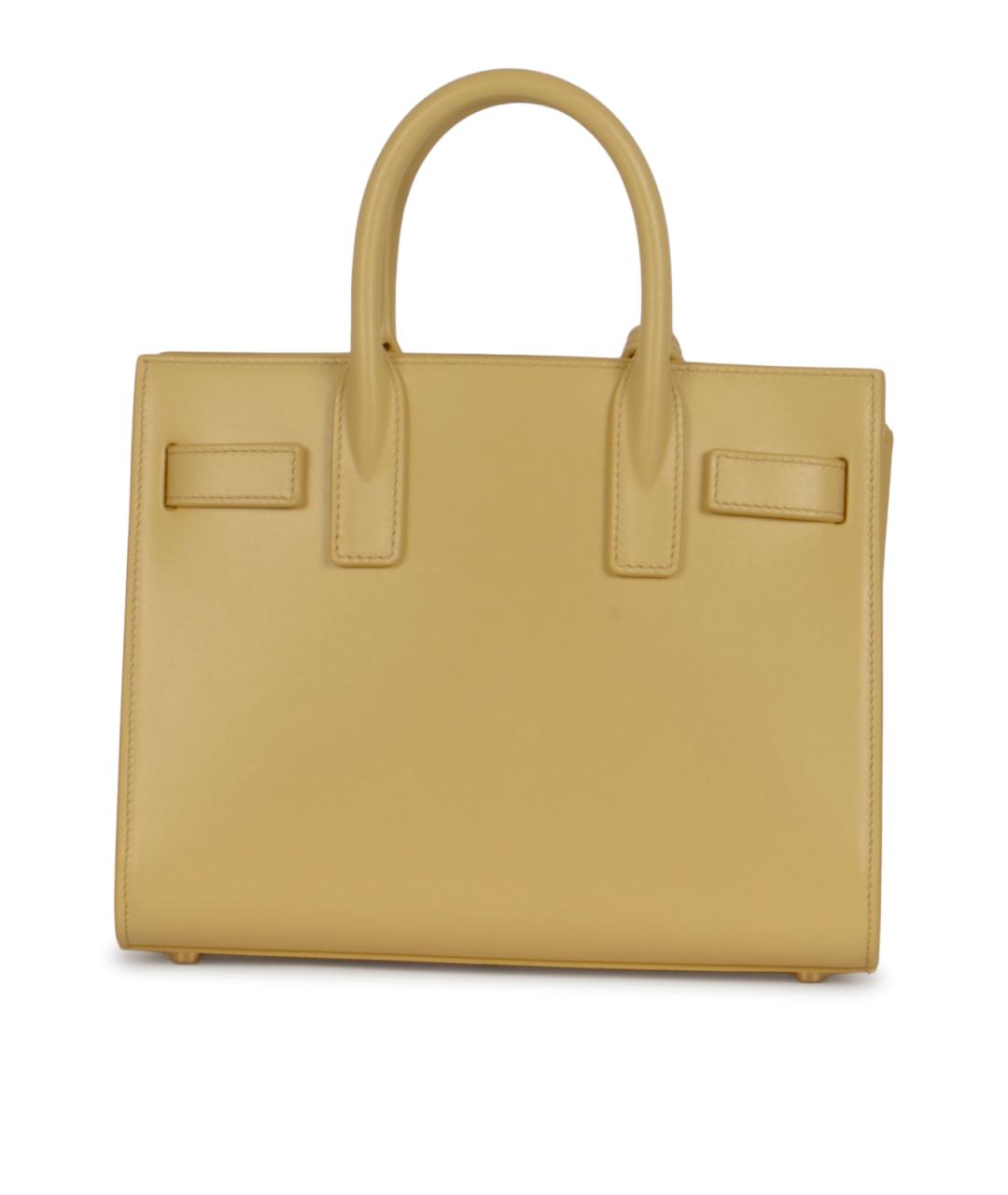 SAINT LAURENT Желтая кожаная сумка тоут, фото 3