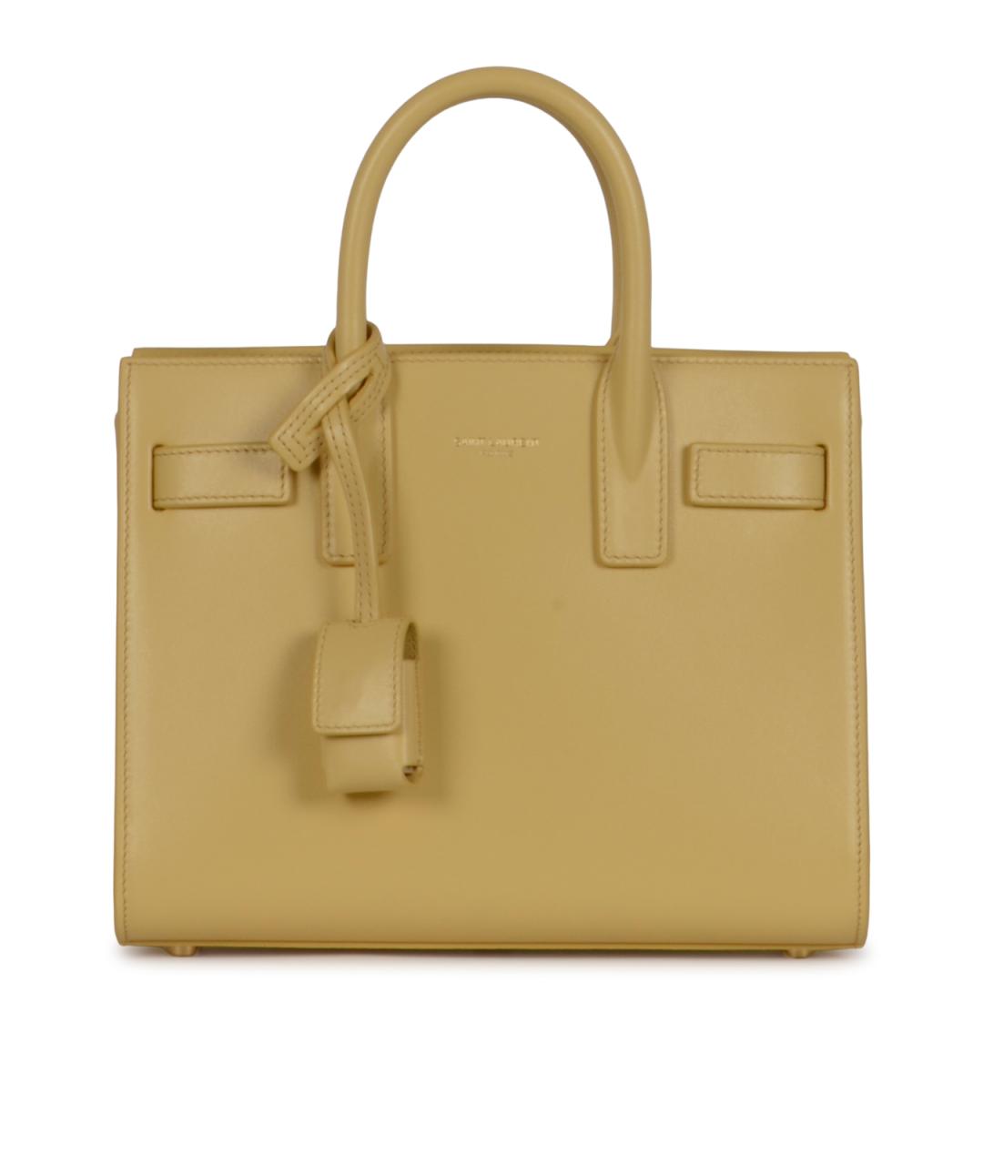SAINT LAURENT Желтая кожаная сумка тоут, фото 1