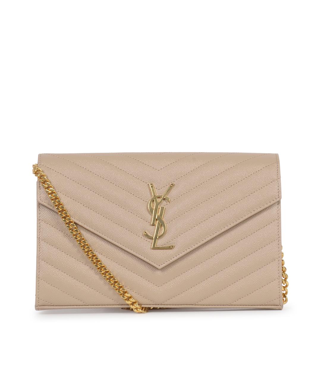 SAINT LAURENT Бежевая кожаная сумка через плечо, фото 1