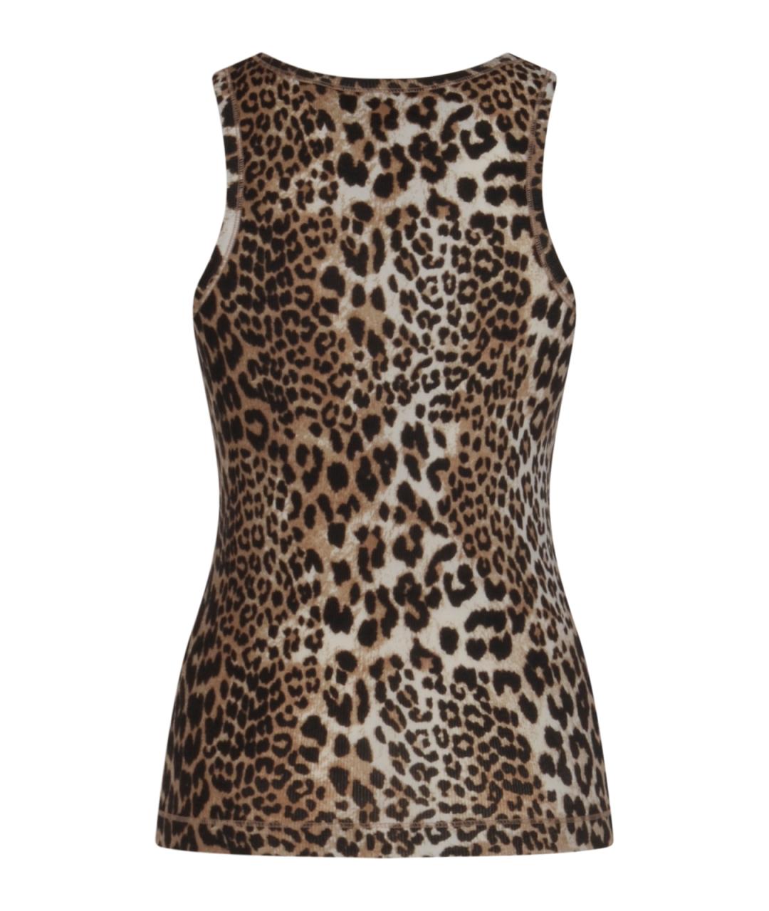 GANNI Коричневая хлопковая майка, фото 2