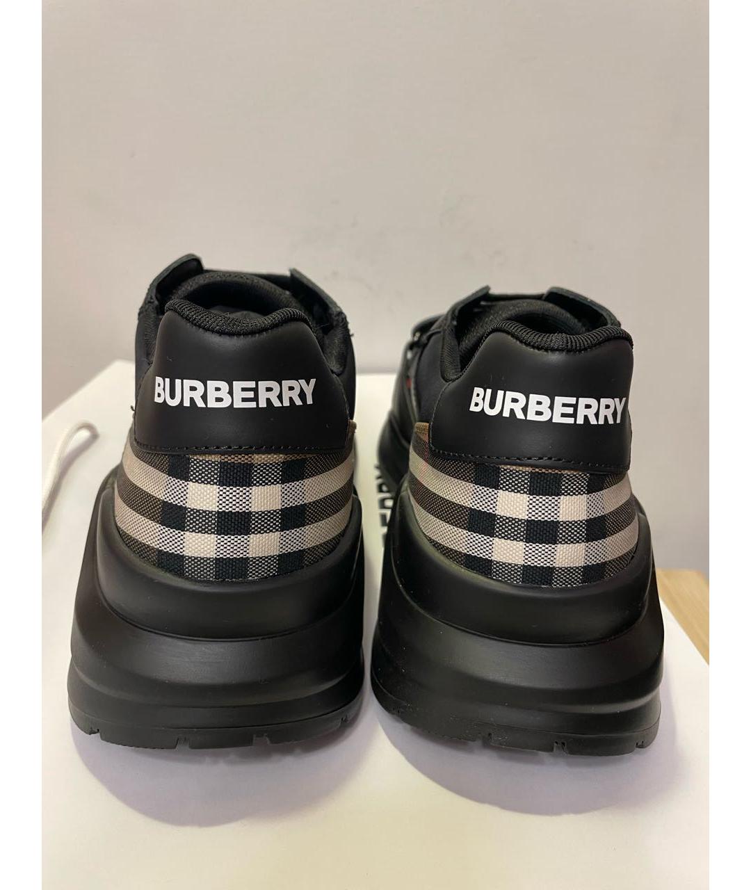 BURBERRY Черные кожаные низкие кроссовки / кеды, фото 4