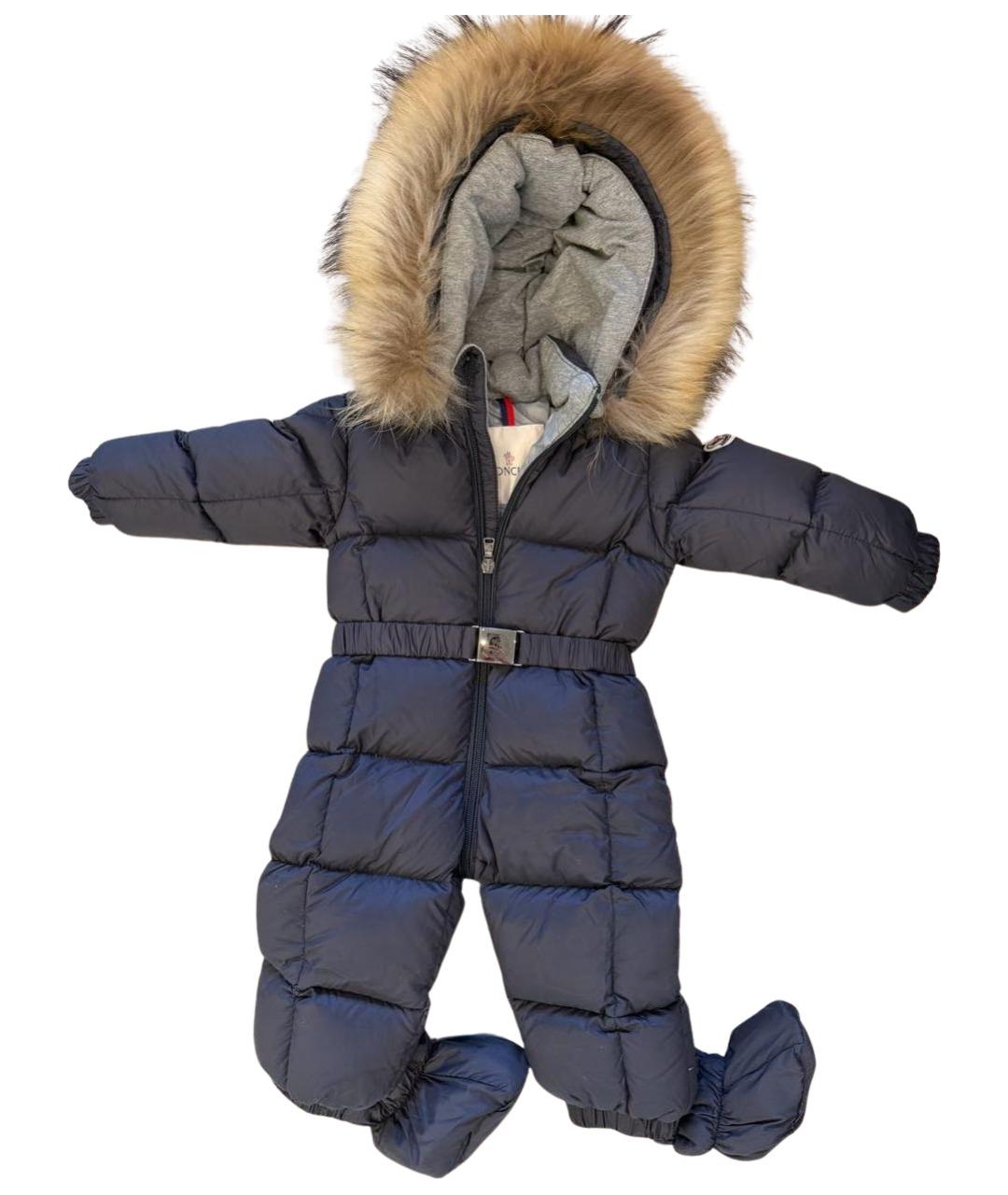 MONCLER KIDS Темно-синий полиэстеровый комбинезон, фото 1