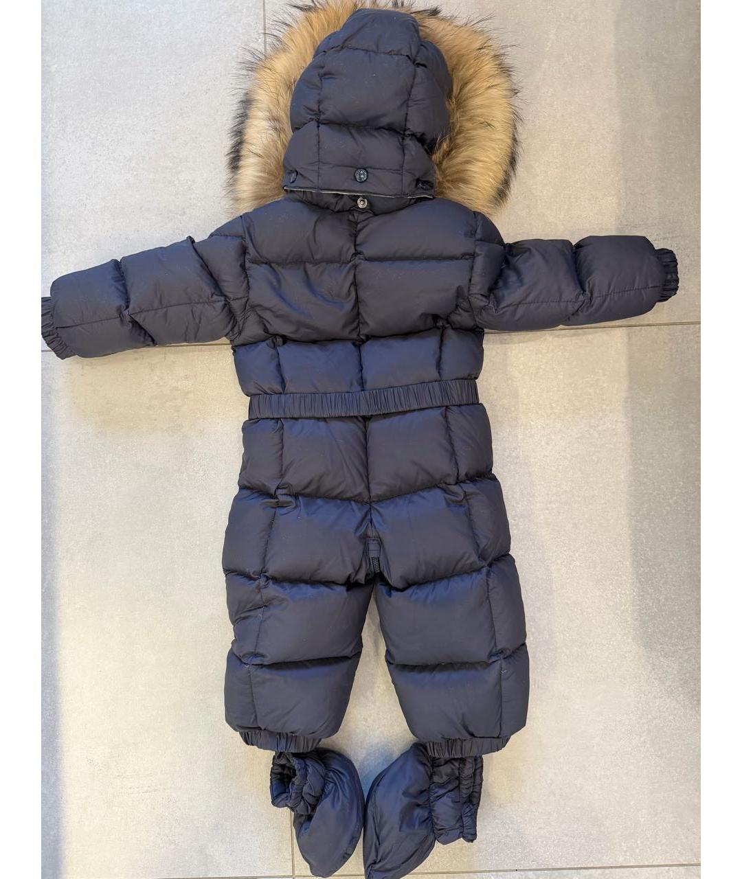 MONCLER KIDS Темно-синий полиэстеровый комбинезон, фото 2