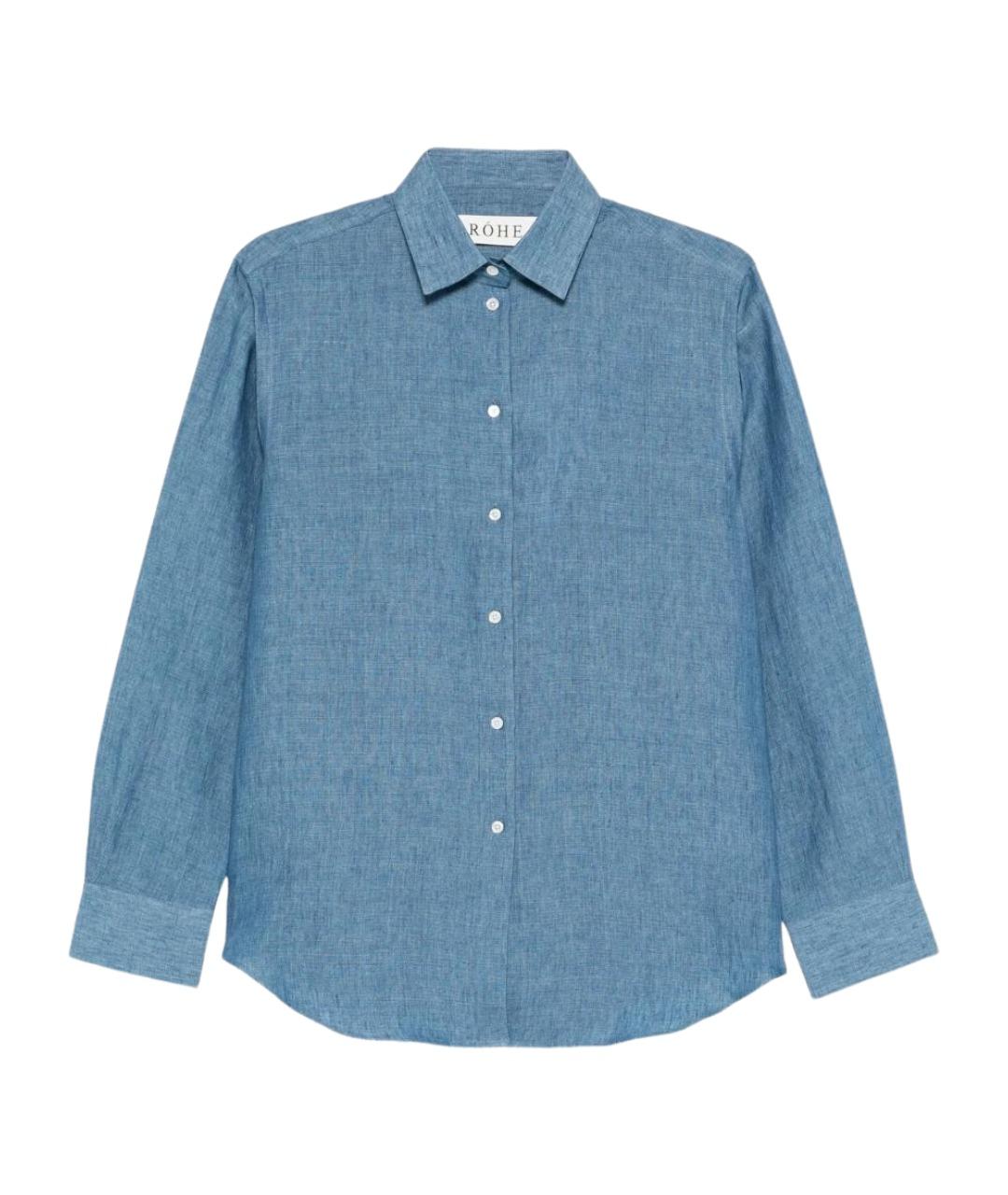ROHE Синяя льняная рубашка, фото 1