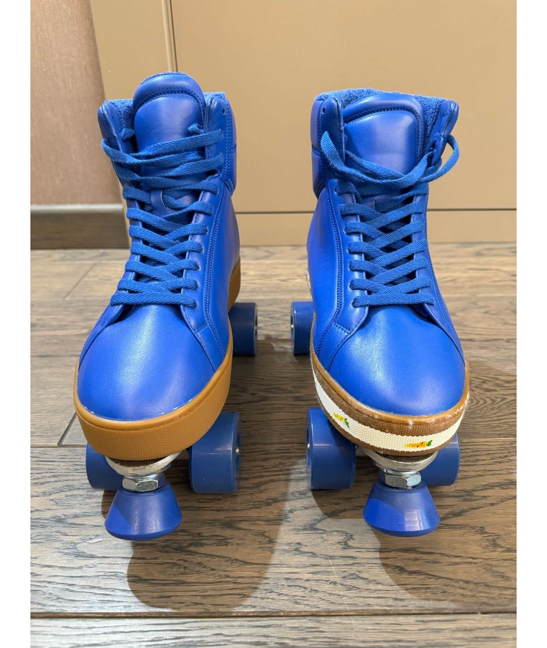 BOTTEGA VENETA Синие кожаные высокие ботинки, фото 4