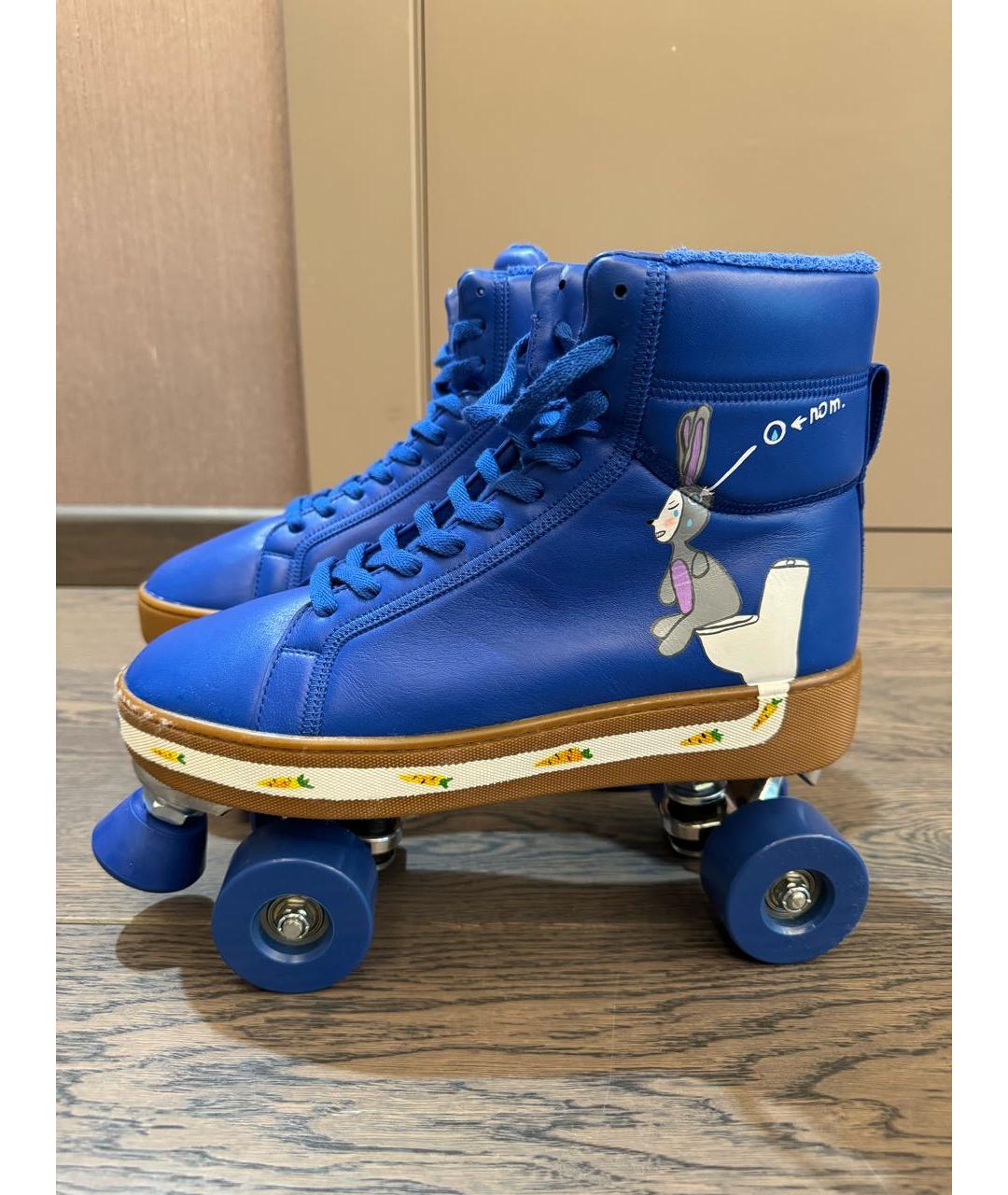 BOTTEGA VENETA Синие кожаные высокие ботинки, фото 5