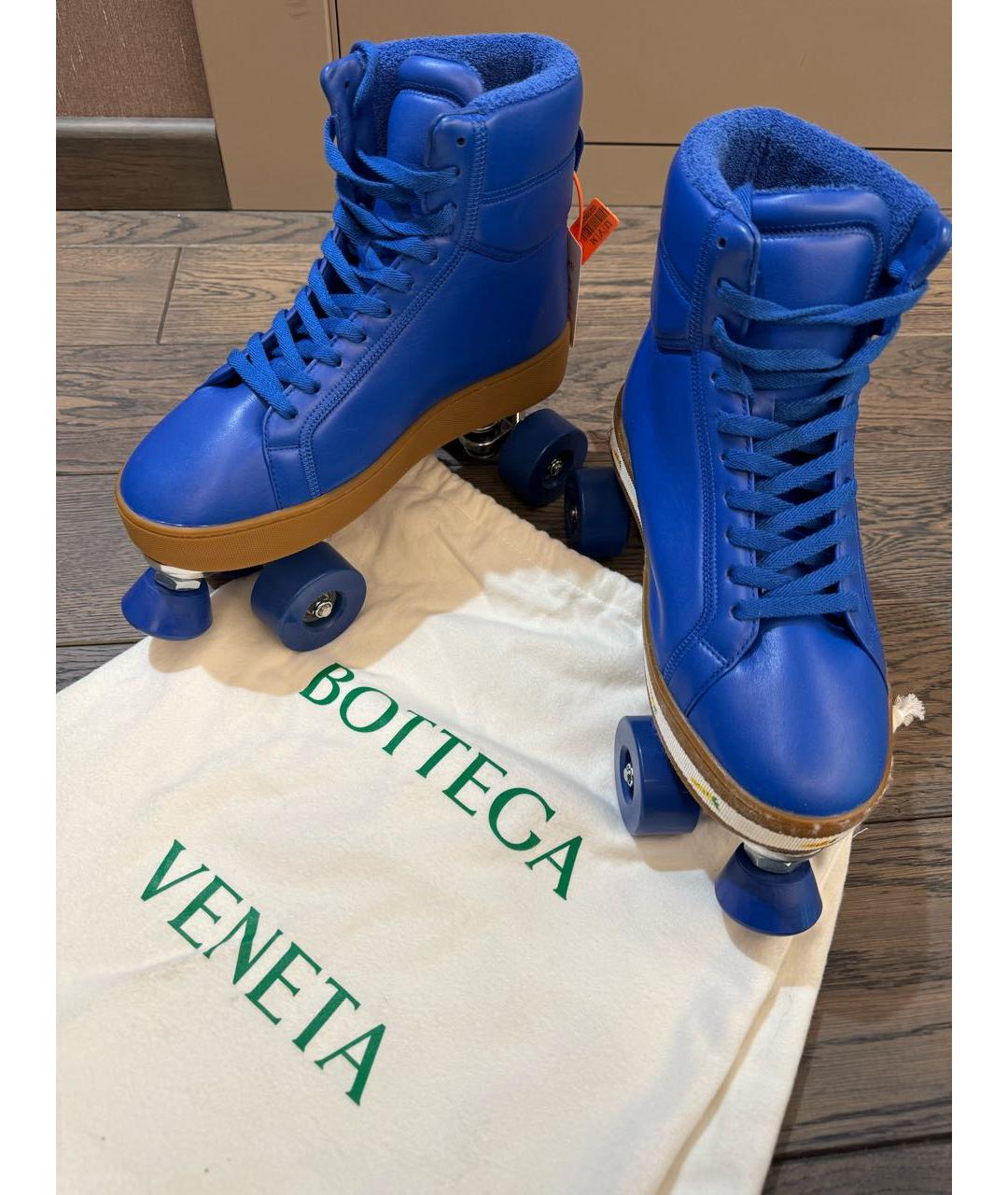 BOTTEGA VENETA Синие кожаные высокие ботинки, фото 2