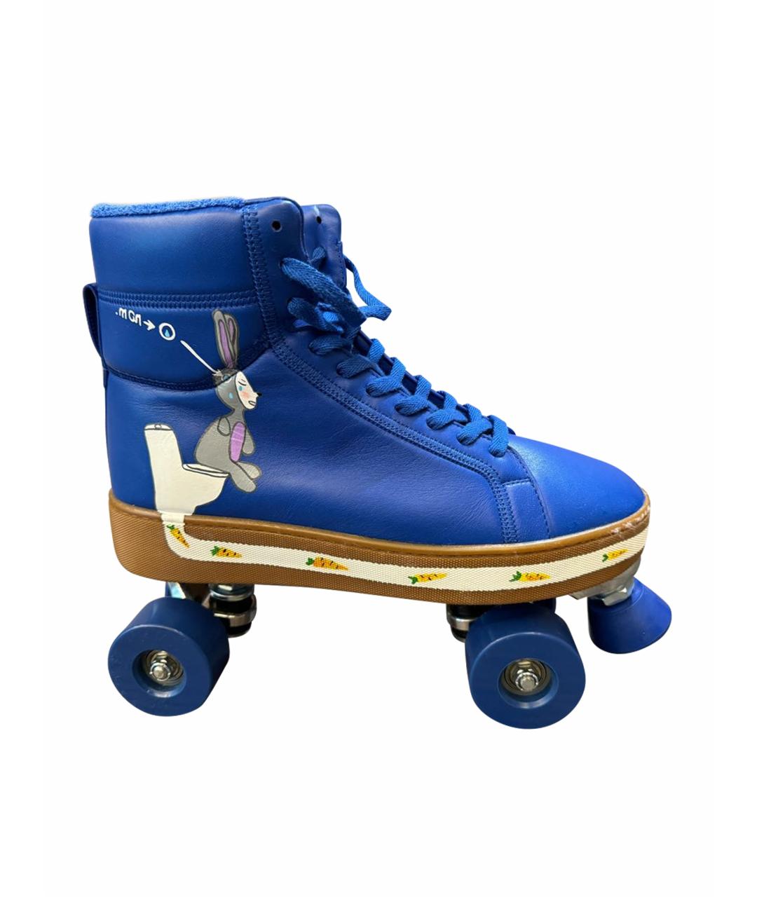 BOTTEGA VENETA Синие кожаные высокие ботинки, фото 1