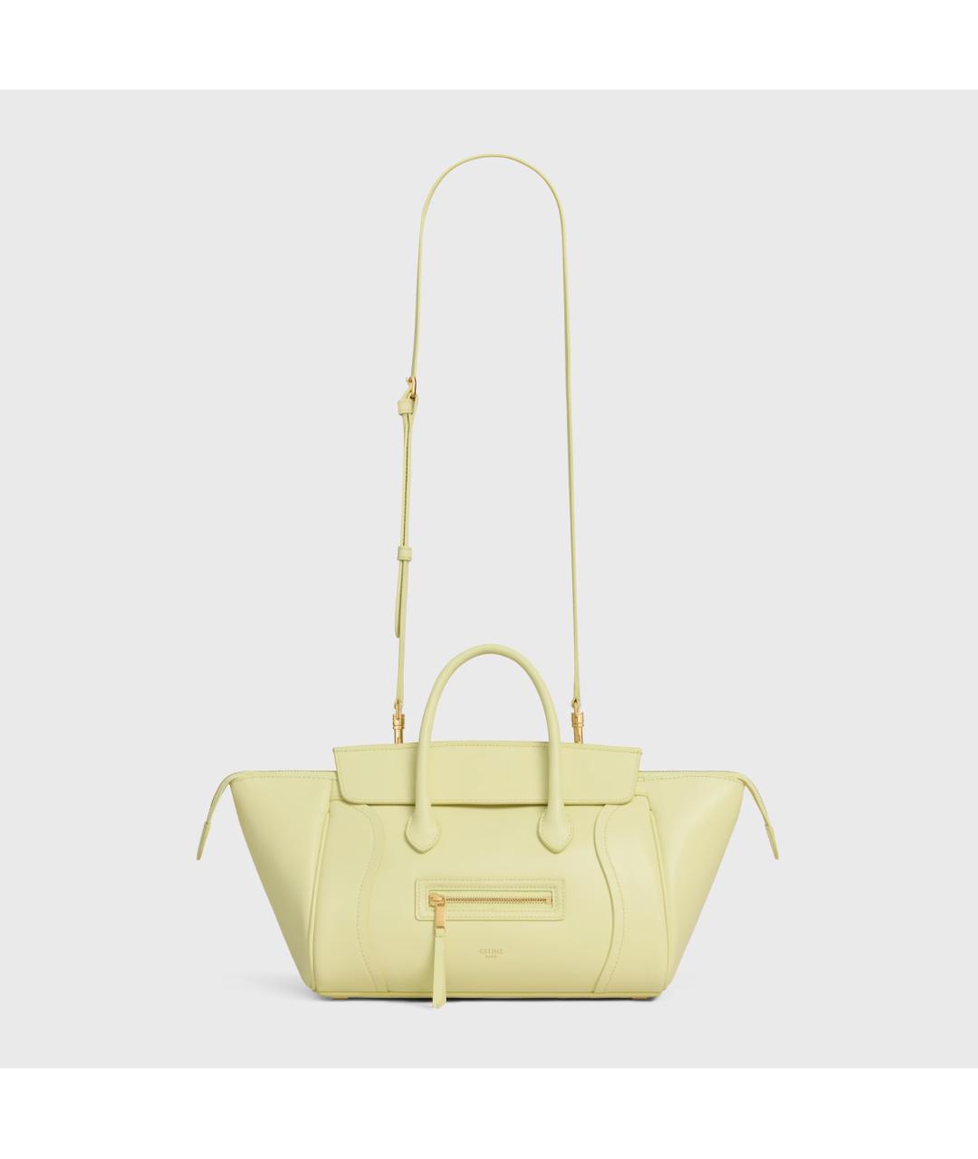 CELINE Желтая кожаная сумка тоут, фото 6
