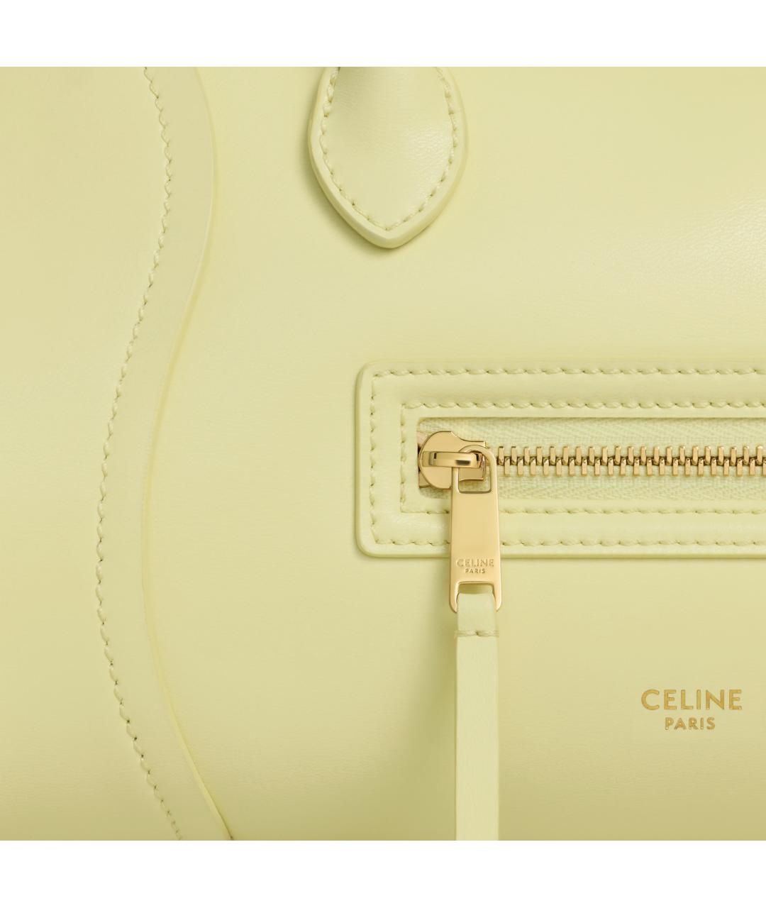 CELINE Желтая кожаная сумка тоут, фото 5
