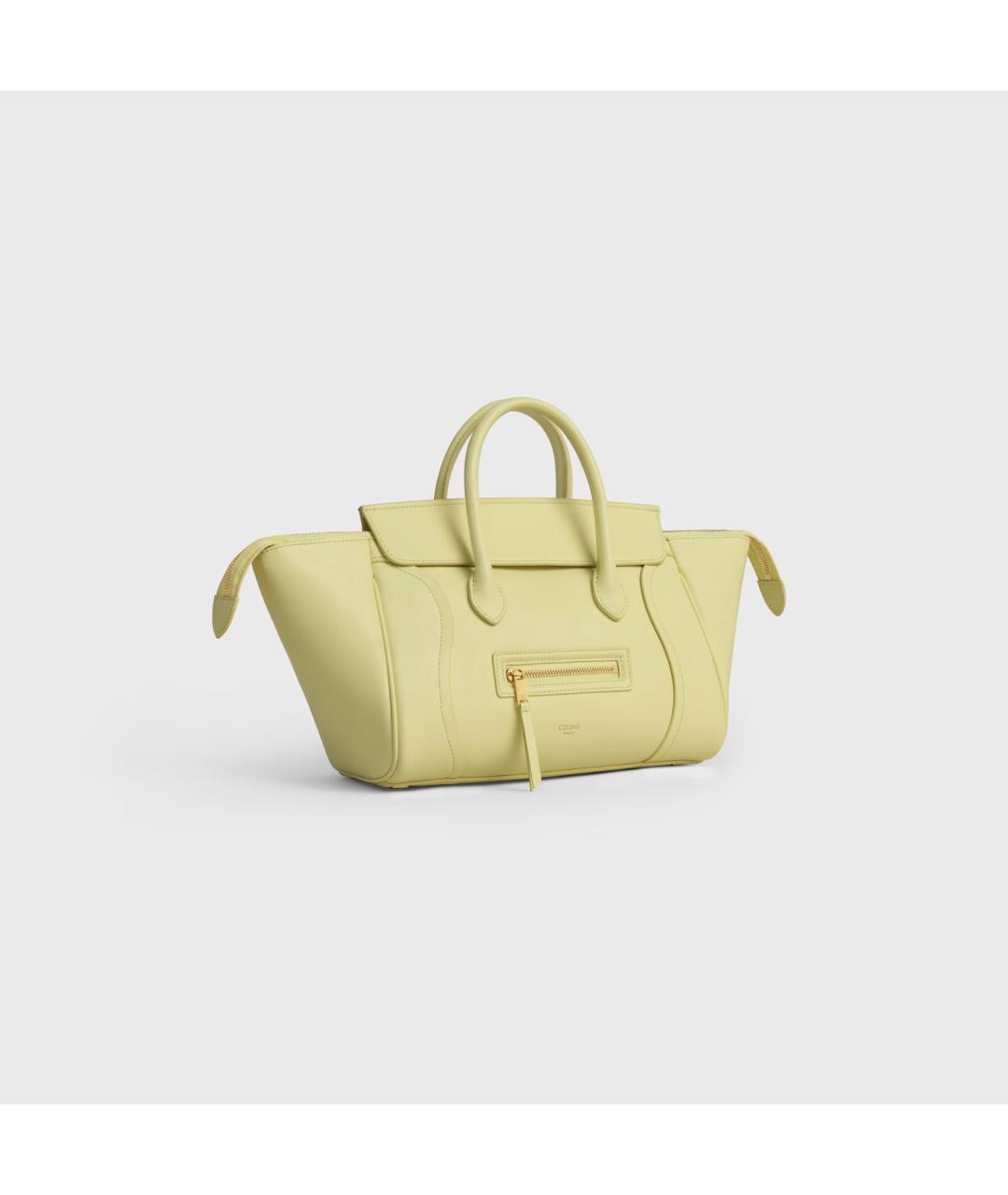 CELINE Желтая кожаная сумка тоут, фото 2