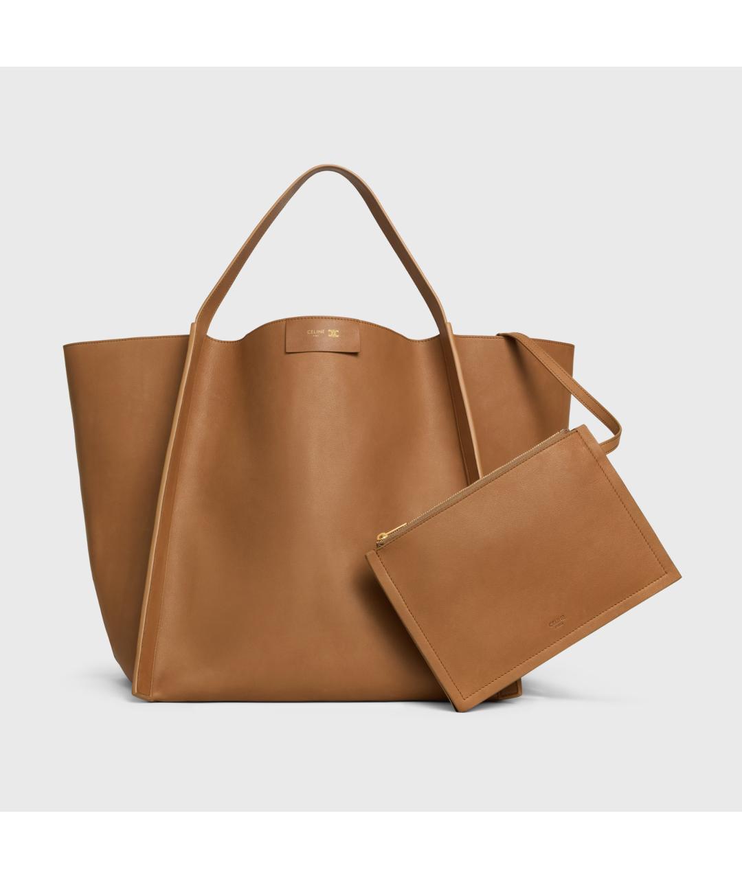 CELINE Коричневая кожаная сумка тоут, фото 6