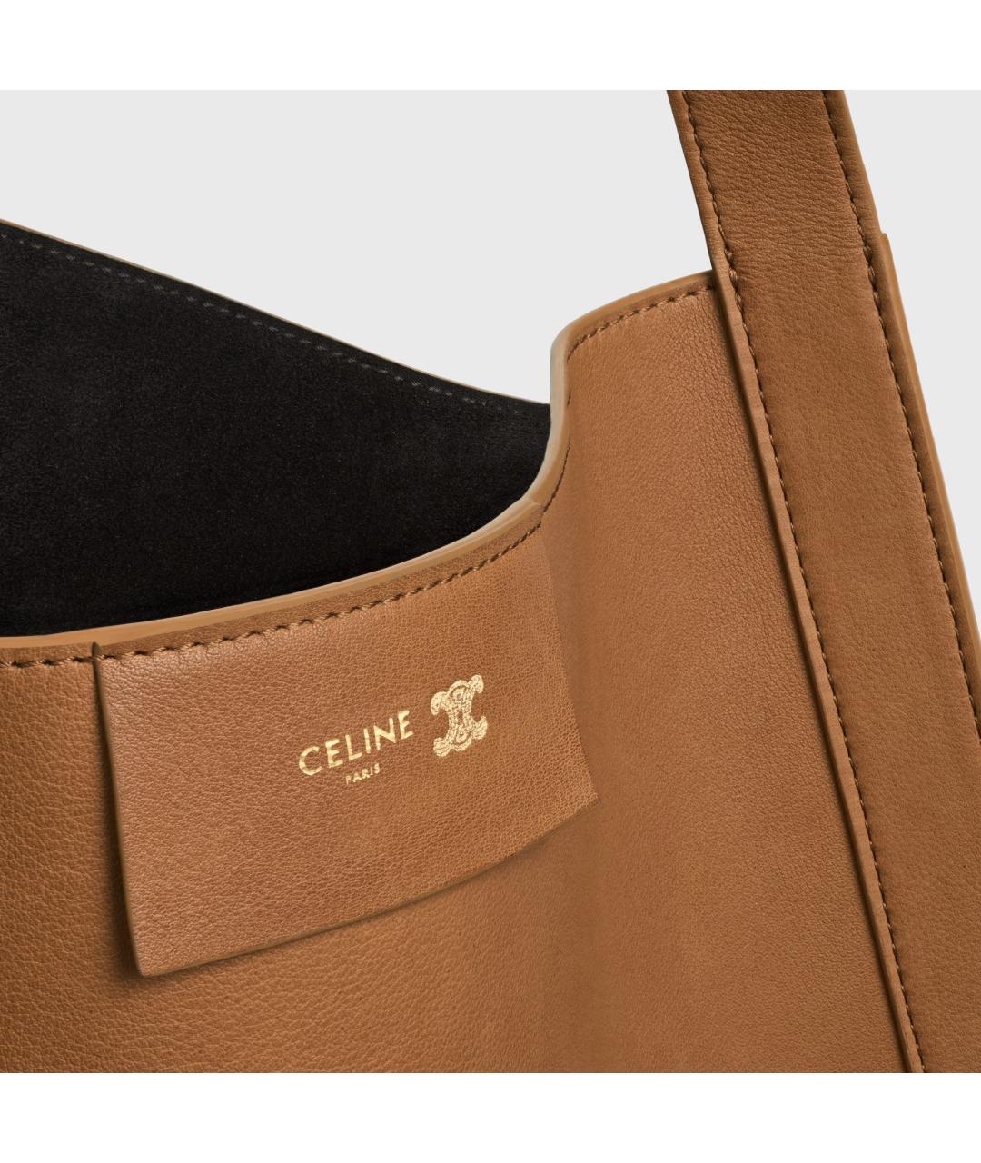 CELINE Коричневая кожаная сумка тоут, фото 5