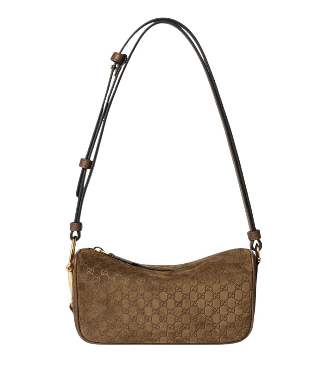 GUCCI Коричневая замшевая сумка через плечо, фото 1