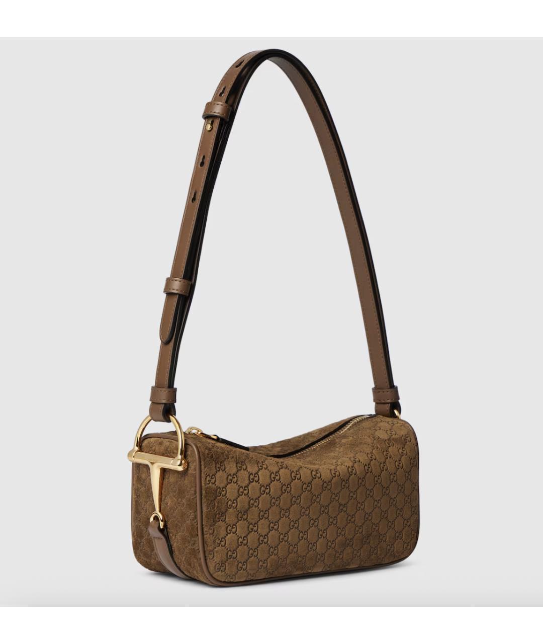 GUCCI Коричневая замшевая сумка через плечо, фото 5