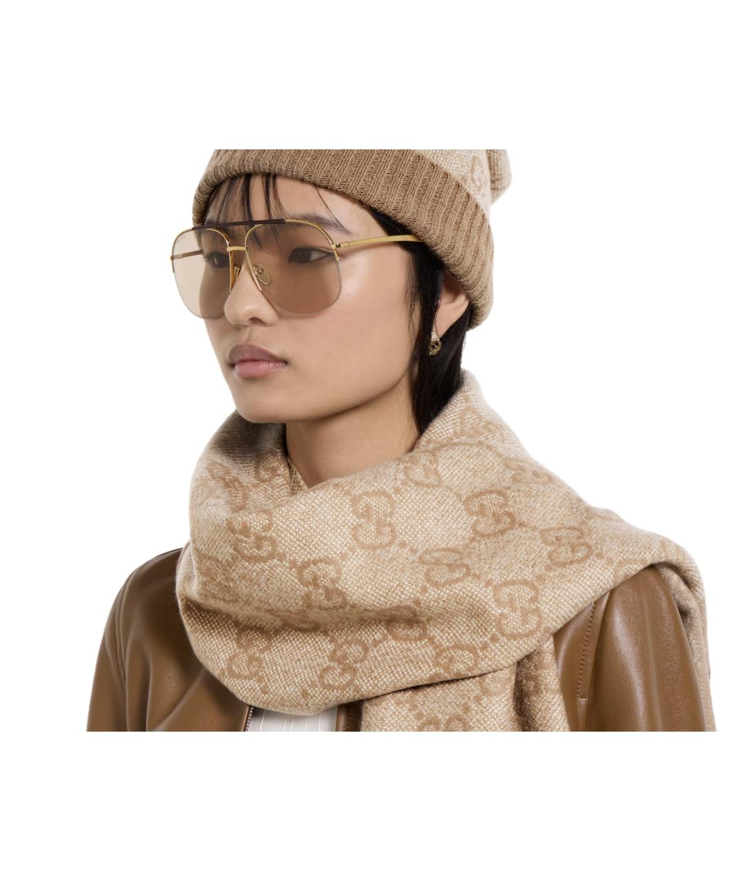 GUCCI Бежевый шарф, фото 4