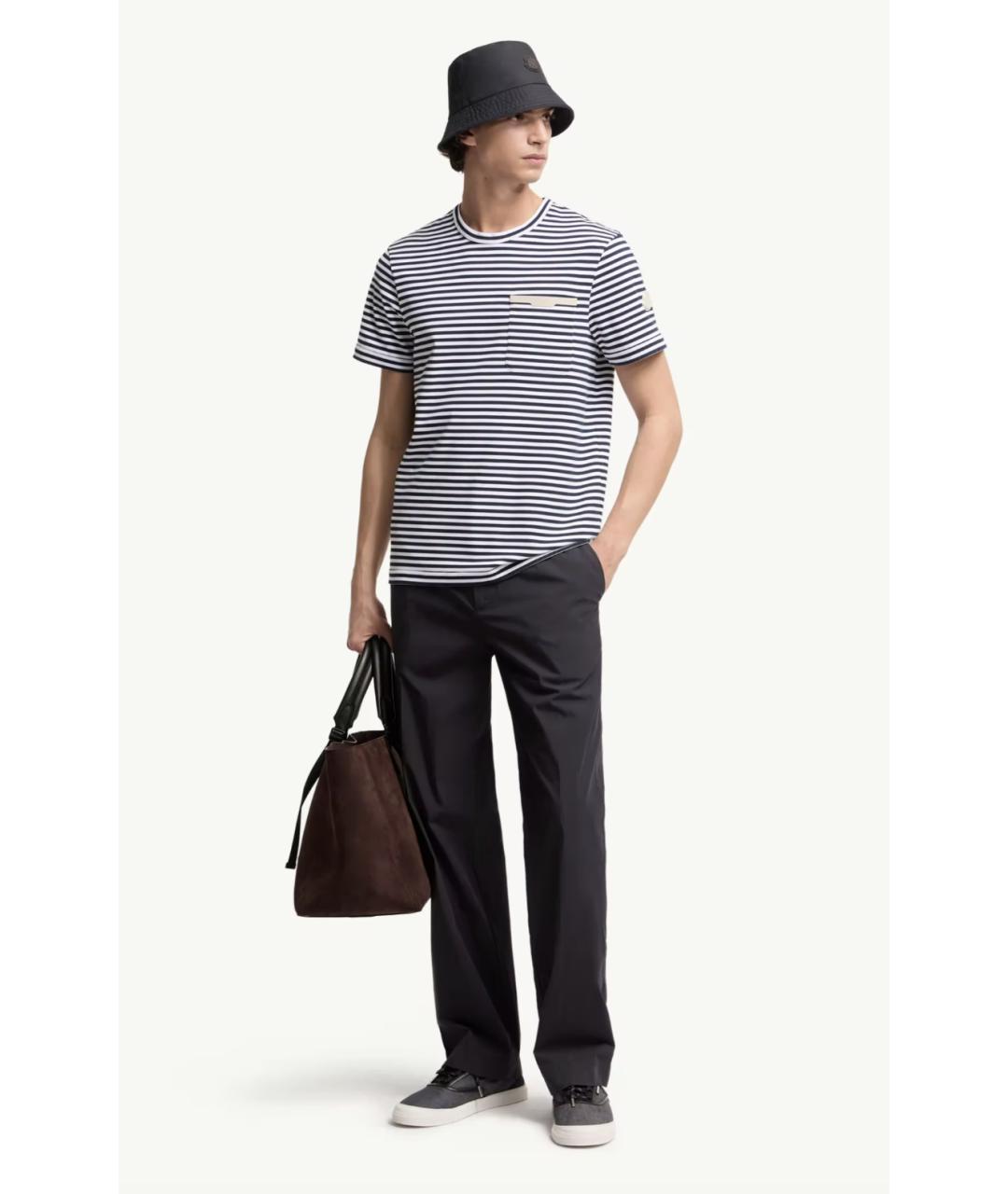 MONCLER Синяя хлопковая футболка, фото 2