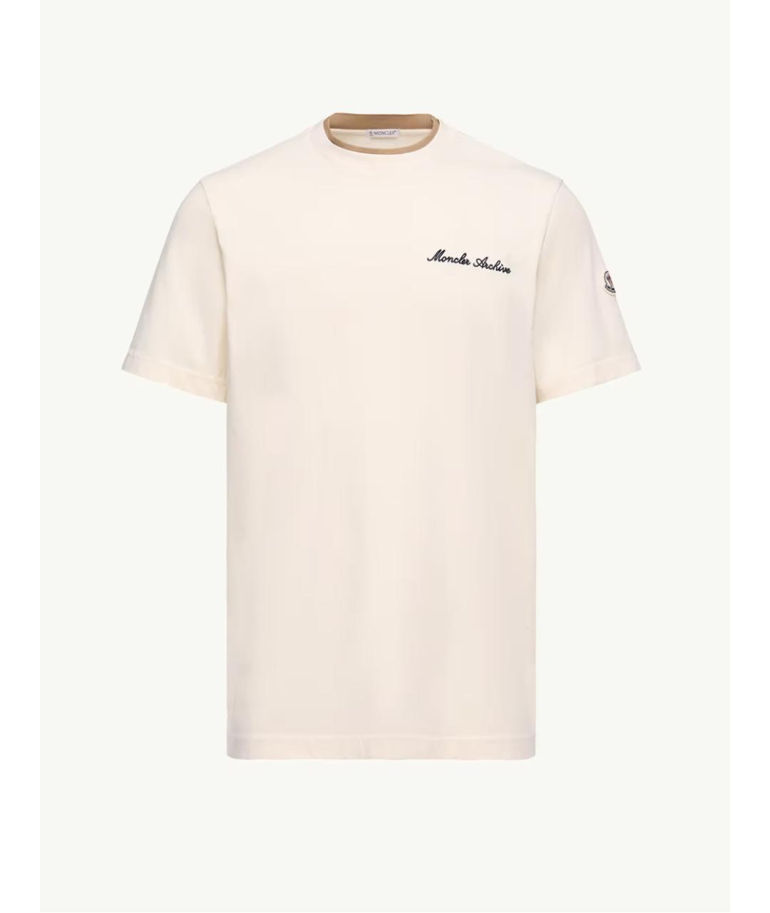 MONCLER Бежевая хлопковая футболка, фото 6