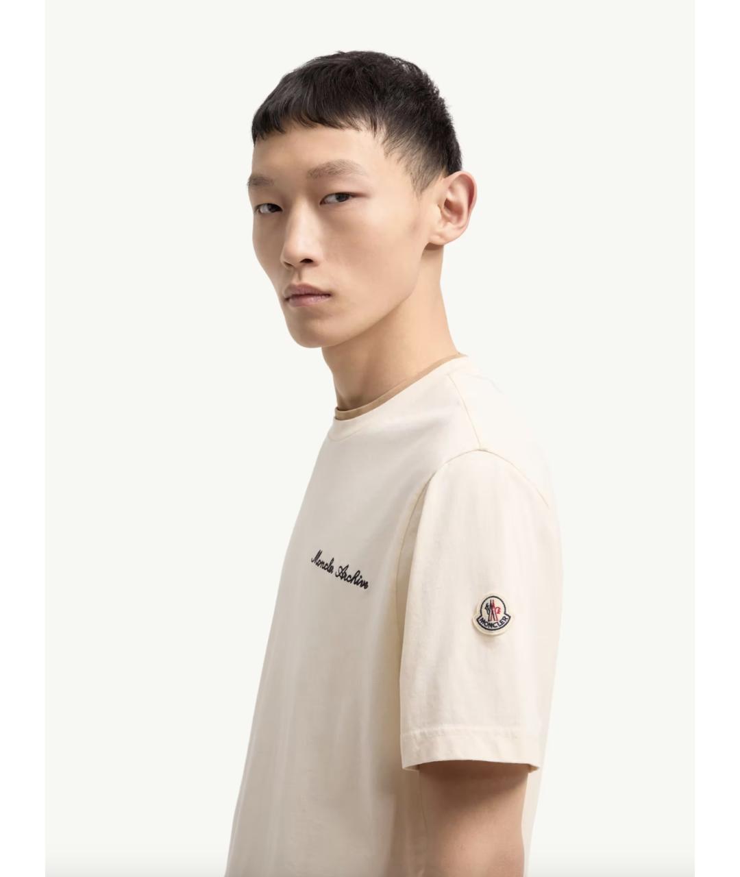 MONCLER Бежевая хлопковая футболка, фото 3