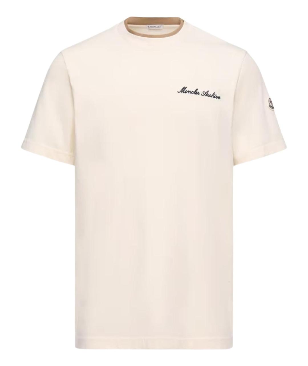 MONCLER Бежевая хлопковая футболка, фото 1