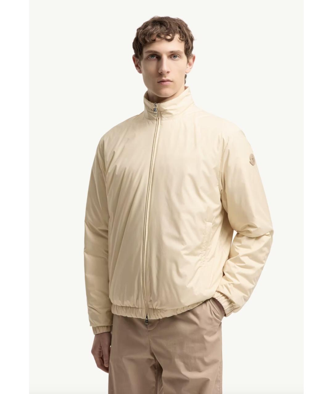 MONCLER Бежевая полиамидовая куртка, фото 3