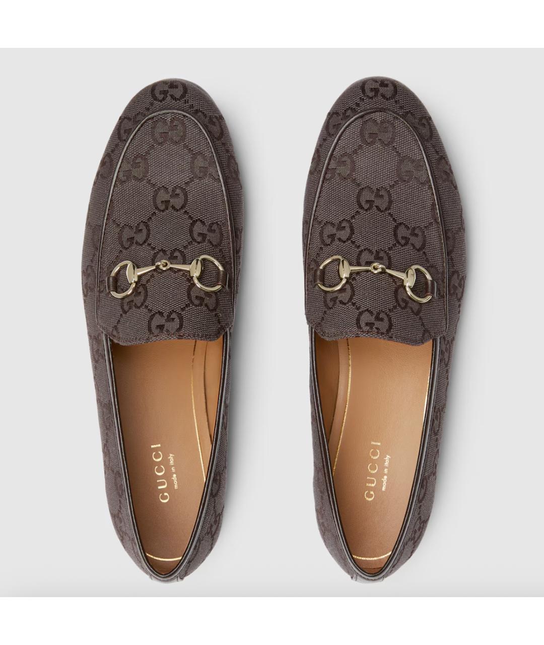 GUCCI Коричневые текстильные лоферы, фото 5