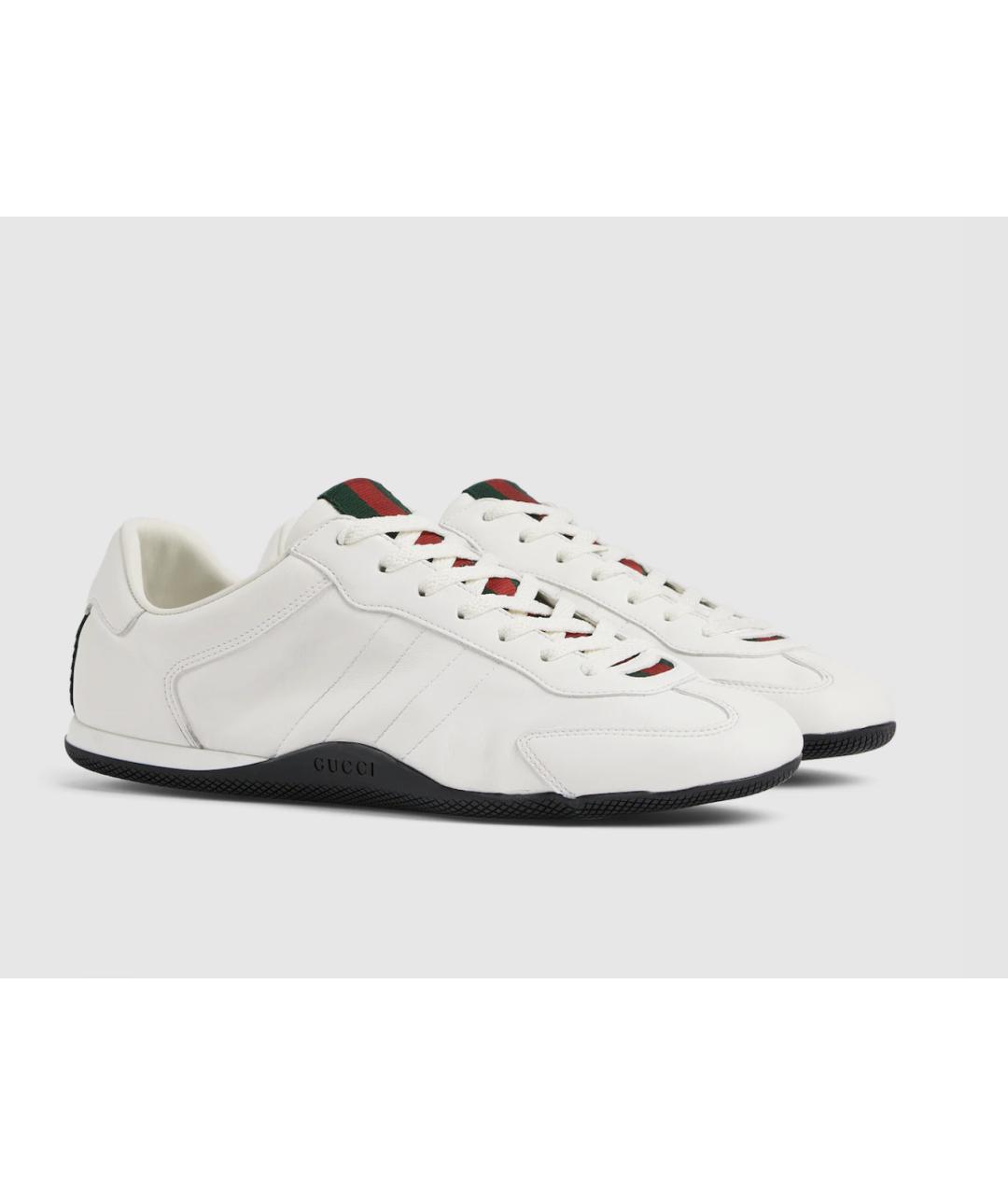 GUCCI Белые кожаные низкие кроссовки / кеды, фото 2