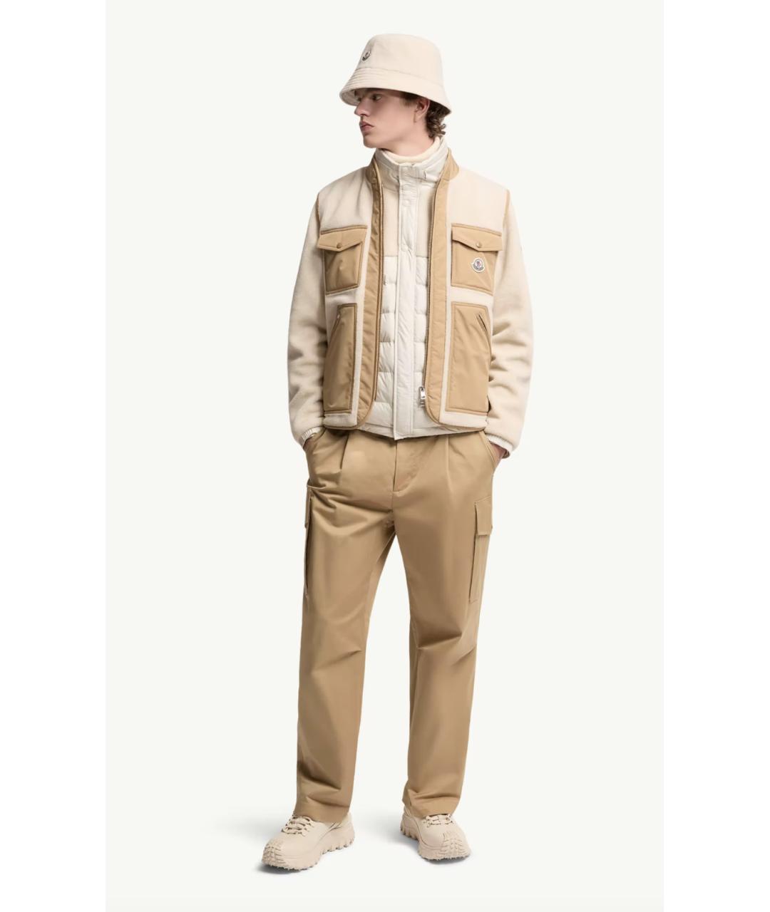 MONCLER Бежевый полиэстеровый жилет, фото 2