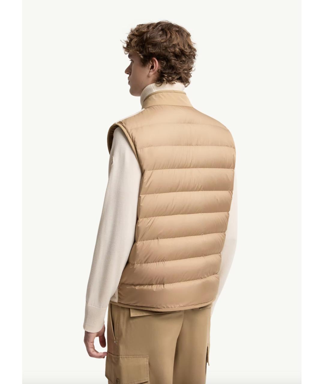 MONCLER Бежевый полиэстеровый жилет, фото 5