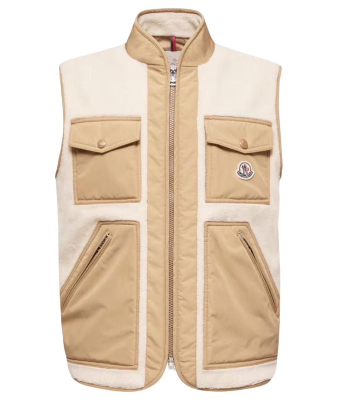 MONCLER Бежевый полиэстеровый жилет, фото 1