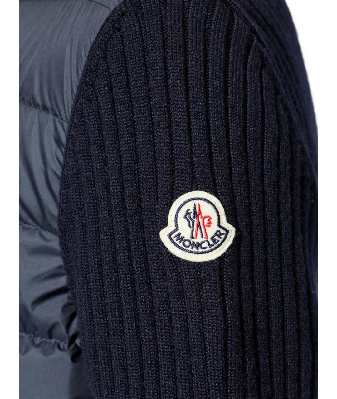 MONCLER Темно-синий шерстяной кардиган, фото 5