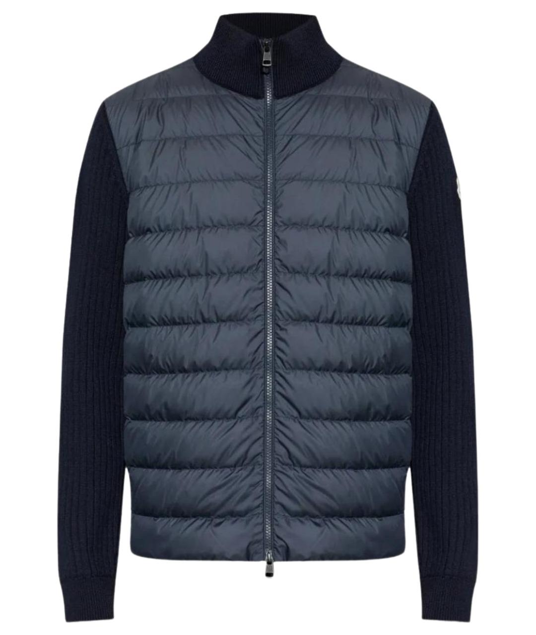 MONCLER Темно-синий шерстяной кардиган, фото 1