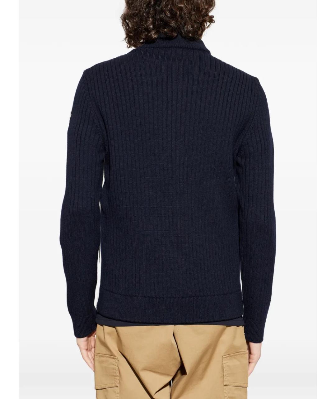 MONCLER Темно-синий шерстяной кардиган, фото 4